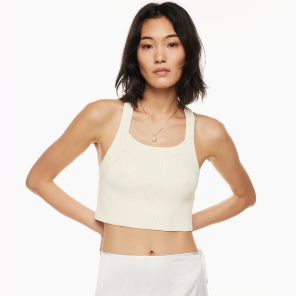 Aritzia Wilfred Cayenne Top crop top sweater backless white size medium - Picture 3 of 8